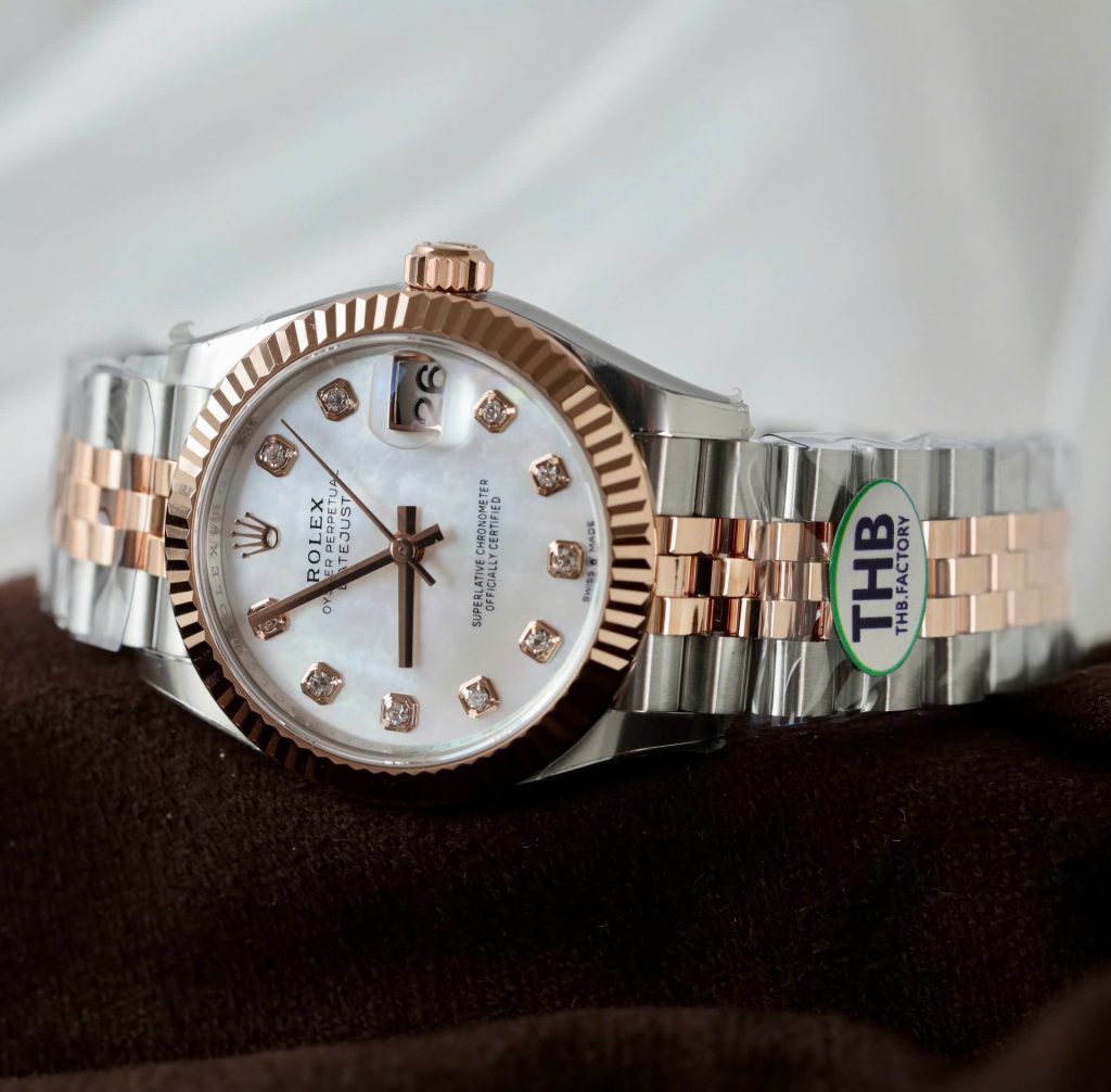 Đồng Hồ Rolex DateJust Mặt MOP Replica 11 Mạ Vàng Hồng Nhà Máy THB 31mm (2)