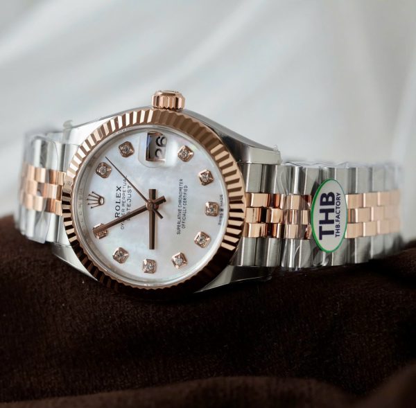 Đồng Hồ Rolex DateJust Mặt MOP Replica 11 Mạ Vàng Hồng Nhà Máy THB 31mm (2)