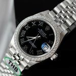 Đồng Hồ Rolex DateJust Nữ Chế Tác Mặt Đen Cọc Số La Mã Xưởng THB 31mm (2)