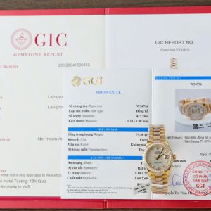 Đồng Hồ Rolex DateJust Nữ Mặt Khảm Xà Cừ Chế Tác Bọc Vàng Đính Moissanite 31mm (2)