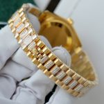 Đồng Hồ Rolex DateJust Nữ Mặt Vàng Chế Tác Bọc Vàng Đính Moissanite Xưởng GM 31mm (2)