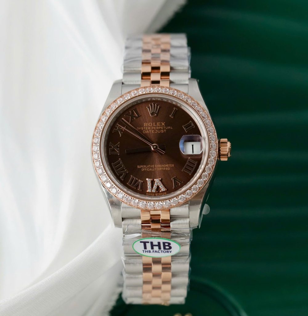 Đồng Hồ Rolex DateJust Nữ Rep 11 Mặt Chocolate Cọc Số La Mã THB 31mm (2)