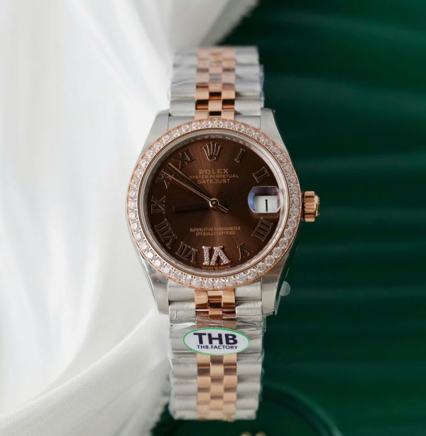 Đồng Hồ Rolex DateJust Nữ Rep 11 Mặt Chocolate Cọc Số La Mã THB 31mm (2)