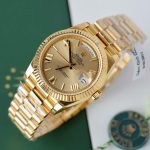 Đồng Hồ Rolex Day-Date Mặt Vàng Champagne Chế Tác Bọc Vàng Thật Nặng 176 Grams Xưởng GM 40mm (2)