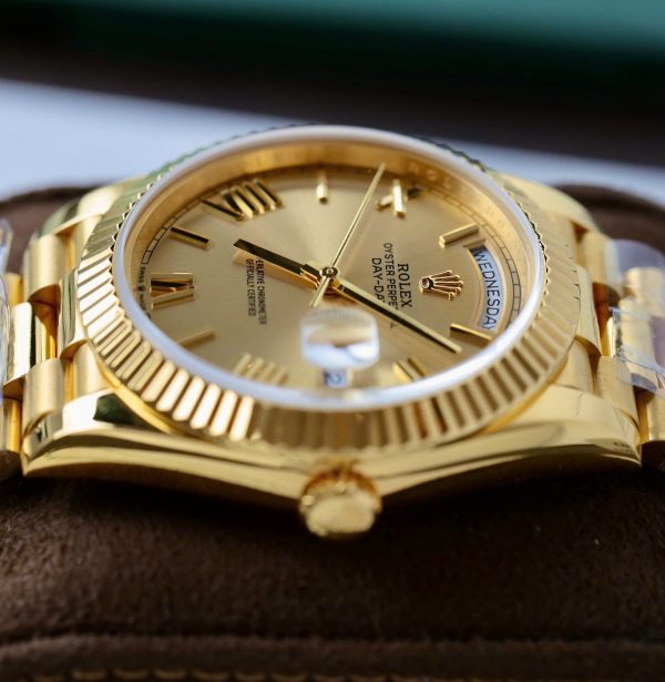 Đồng Hồ Rolex Day-Date Mặt Vàng Champagne Chế Tác Bọc Vàng Thật Nặng 176 Grams Xưởng GM 40mm (2)