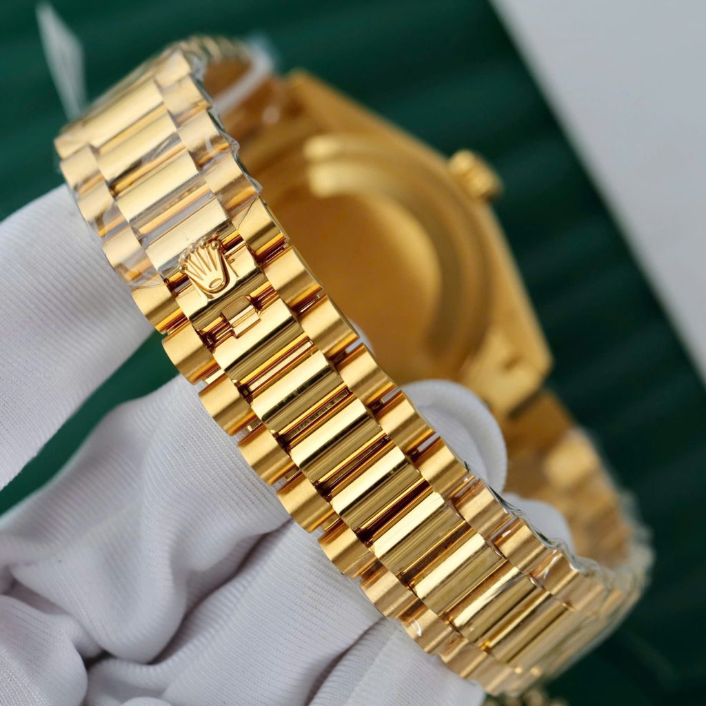 Đồng Hồ Rolex Day-Date Mặt Vàng Champagne Chế Tác Bọc Vàng Thật Nhà Máy QF 36mm (2)