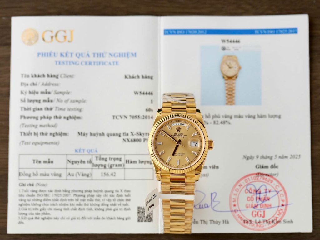 Đồng Hồ Rolex Day-Date Mặt Vàng Champagne Chế Tác Bọc Vàng Thật Nhà Máy QF 36mm (2)