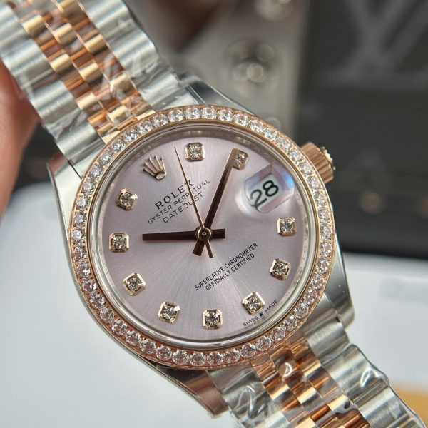 Đồng Hồ Rolex Nữ DateJust Chế Tác Demi Vàng Hồng Mặt Sundust Nhà Máy THB 31mm (2)