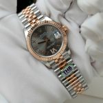 Đồng Hồ Rolex Nữ DateJust Replica 11 Demi Vàng Hồng Mặt Xám Nhà Máy THB 31mm (2)
