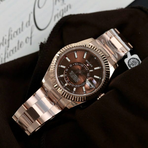 Đồng Hồ Rolex Sky-Dweller Chế Tác Bọc Vàng Thật Mặt Số Chocolate 42mm (2)