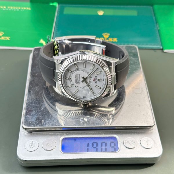 Đồng Hồ Rolex Sky-Dweller Mặt Trắng Replica 11 Tuỳ Chỉnh Trọng Lượng 192 Grams Xưởng ZF 42mm (2)