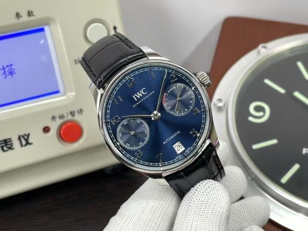 Đồng hồ IWC Portugieser Automatic 5007 Replica 11 Dây Da Mặt Xanh 42mm (6)