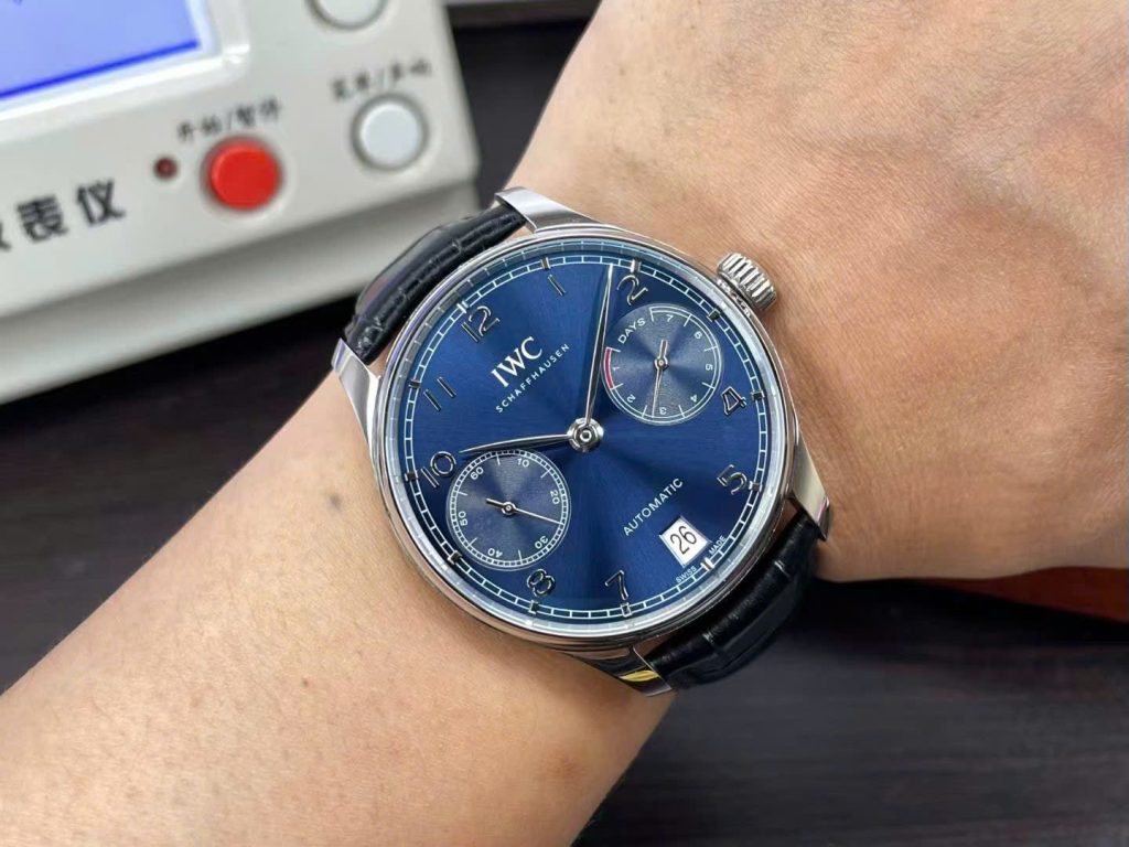 Đồng hồ IWC Portugieser Automatic 5007 Replica 11 Dây Da Mặt Xanh 42mm (6)