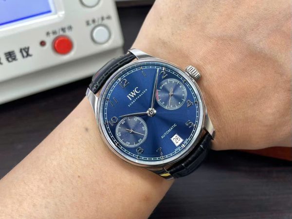 Đồng hồ IWC Portugieser Automatic 5007 Replica 11 Dây Da Mặt Xanh 42mm (6)