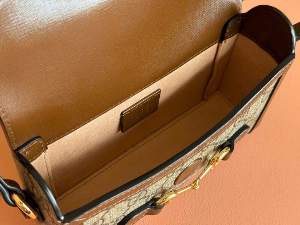 Túi Đeo Chéo Gucci Horsebit 1955 Mini Siêu Cấp Màu Nâu 18cm (2)