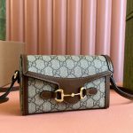 Túi Đeo Chéo Gucci Horsebit 1955 Mini Siêu Cấp Màu Nâu 18cm (2)