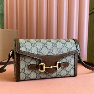 Túi Đeo Chéo Gucci Horsebit 1955 Mini Siêu Cấp Màu Nâu 18cm (2)