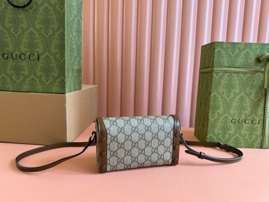 Túi Đeo Chéo Gucci Horsebit 1955 Mini Siêu Cấp Màu Nâu 18cm (2)