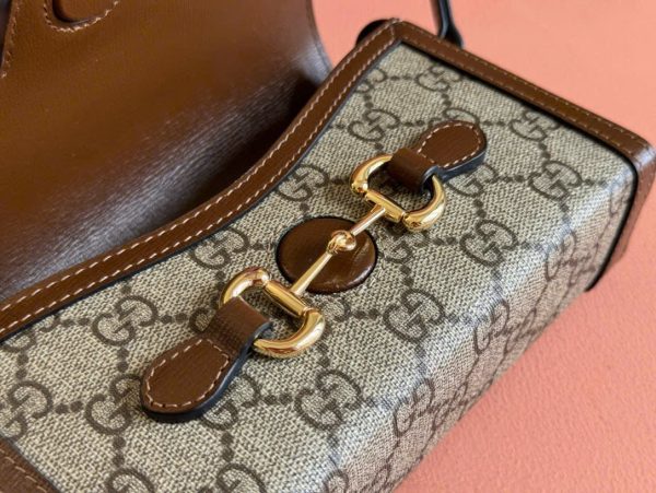 Túi Đeo Chéo Gucci Horsebit 1955 Mini Siêu Cấp Màu Nâu 18cm (2)