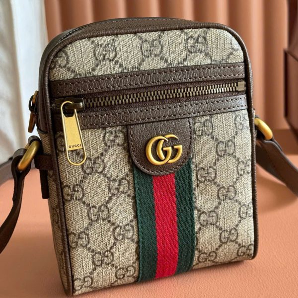 Túi Đeo Chéo Gucci Siêu Cấp Hoạ Tiết Monogram Màu Nâu 18x14 (2)
