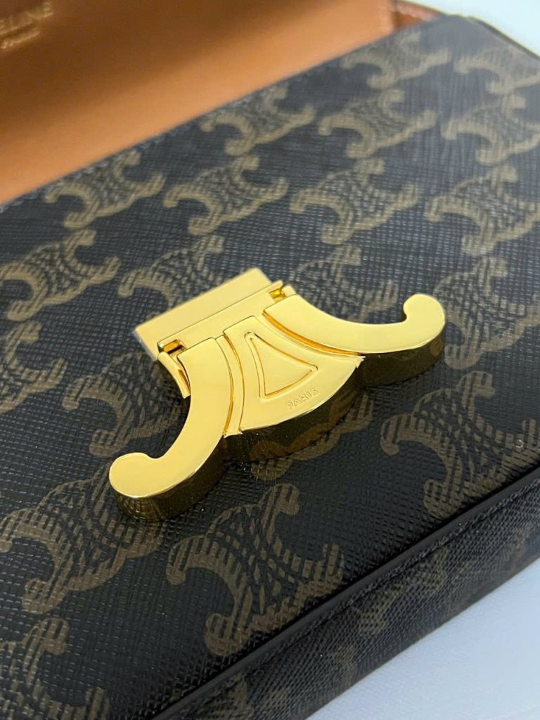 Túi Xách Celine Triomphe Siêu Cấp Chất Da Mịn Hoạ Tiết Monogram 20x12cm (2)