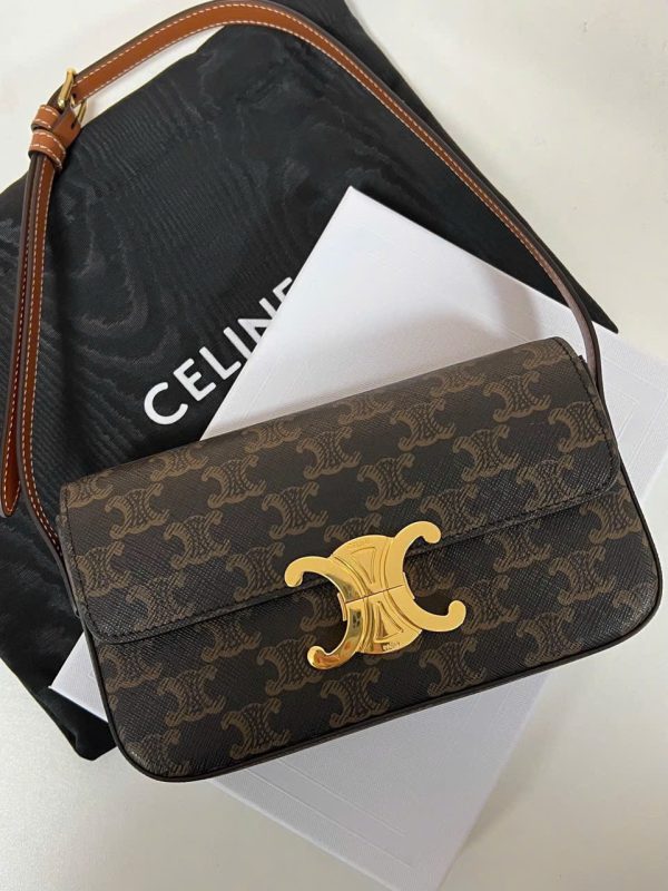 Túi Xách Celine Triomphe Siêu Cấp Chất Da Mịn Hoạ Tiết Monogram 20x12cm (2)