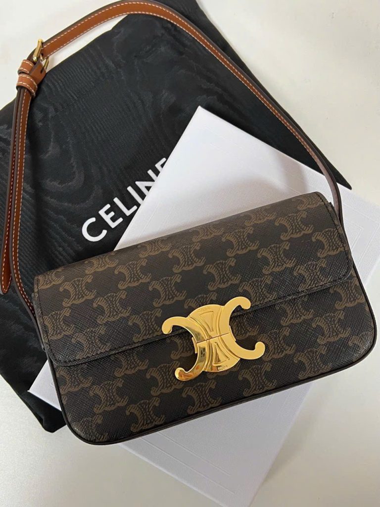 Túi Xách Celine Triomphe Siêu Cấp Chất Da Mịn Hoạ Tiết Monogram 20x12cm (2)