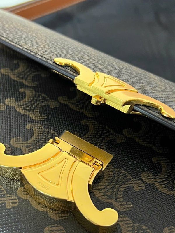 Túi Xách Celine Triomphe Siêu Cấp Chất Da Mịn Hoạ Tiết Monogram 20x12cm (2)