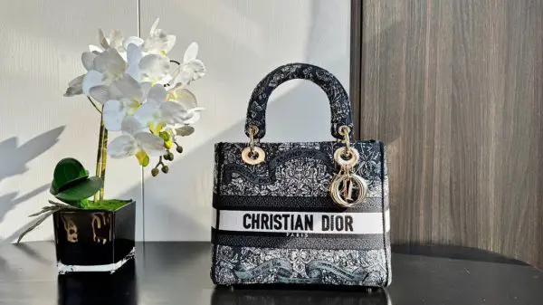 Túi Xách Hàng Hiệu Dior Lady Hoạ Tiết Thêu Thổ Cẩm 24cm (2)