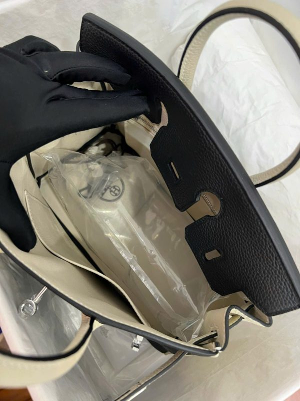 Túi Xách Hermes Birkin Like Auth Nữ Mix 2 Màu Trắng Đen 25cm (2)
