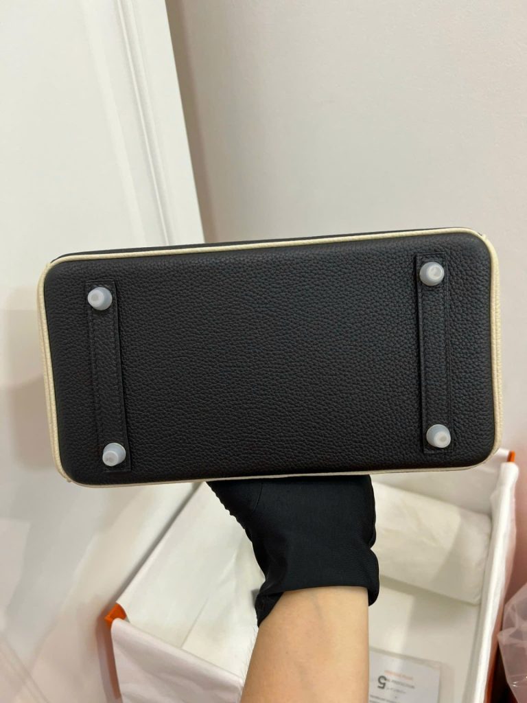 Túi Xách Hermes Birkin Like Auth Nữ Mix 2 Màu Trắng Đen 25cm (2)