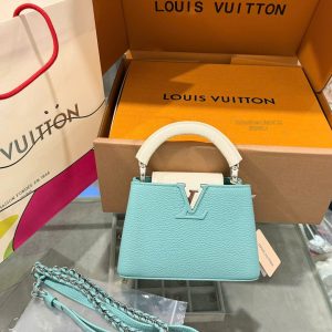 Túi Xách Louis Vuitton LV Capucines Mini Nữ Màu Xanh Dương Siêu Cấp 21cm (2)