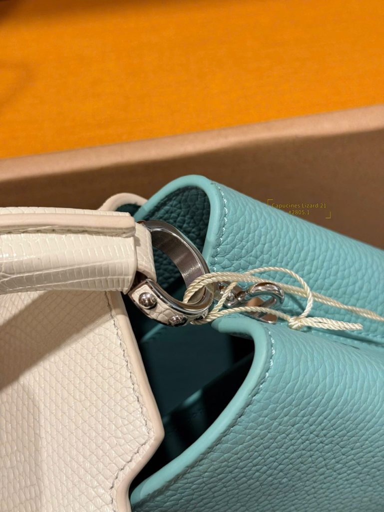 Túi Xách Louis Vuitton LV Capucines Mini Nữ Màu Xanh Dương Siêu Cấp 21cm (2)