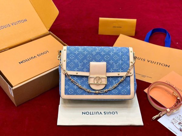 Túi Xách Louis Vuitton LV Dauphine Soft MM Replica 11 Chất Vải Denim Monogram 28x20x11cm (2)