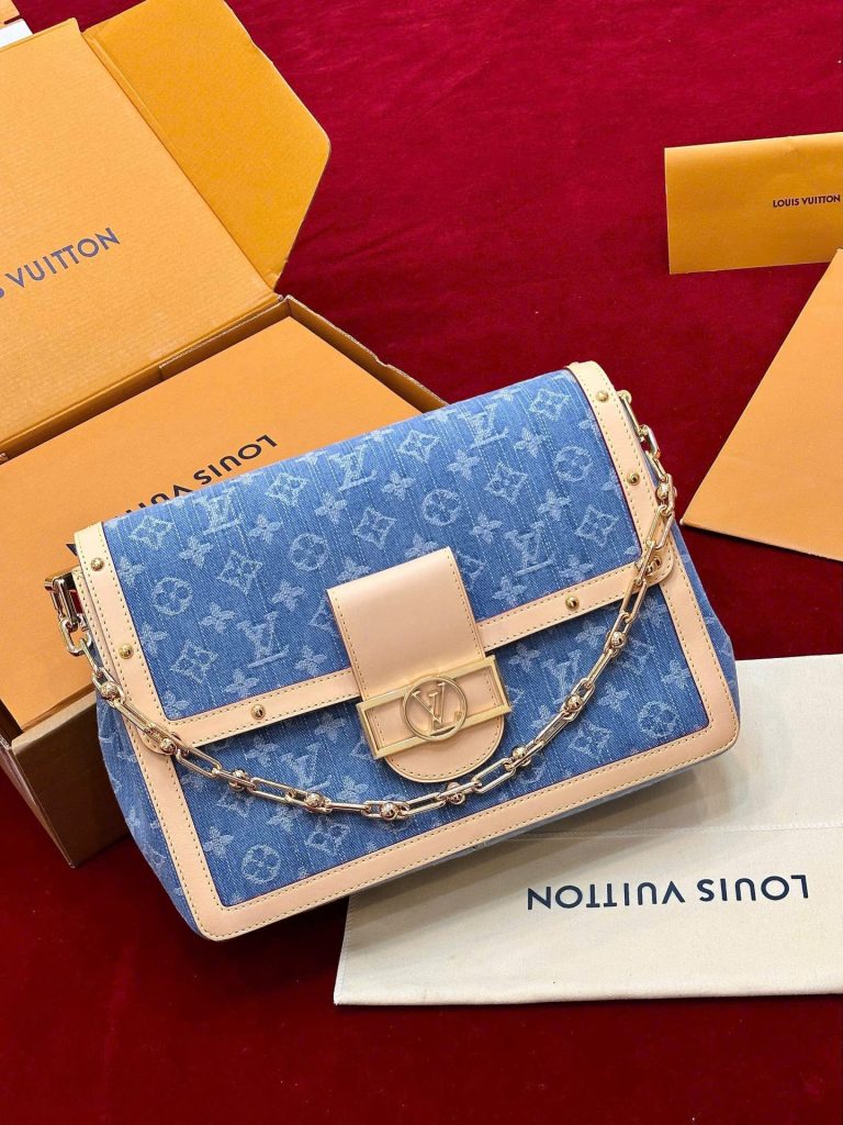 Túi Xách Louis Vuitton LV Dauphine Soft MM Replica 11 Chất Vải Denim Monogram 28x20x11cm (2)