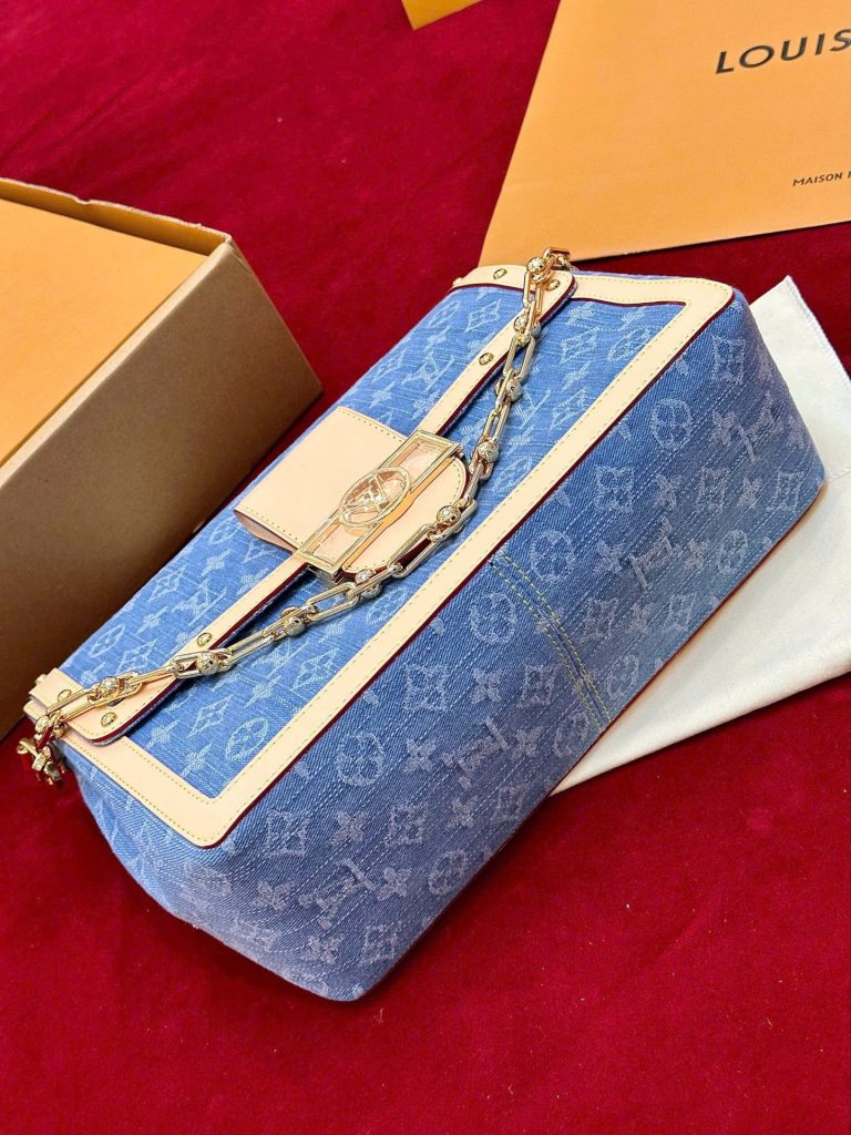 Túi Xách Louis Vuitton LV Dauphine Soft MM Replica 11 Chất Vải Denim Monogram 28x20x11cm (2)