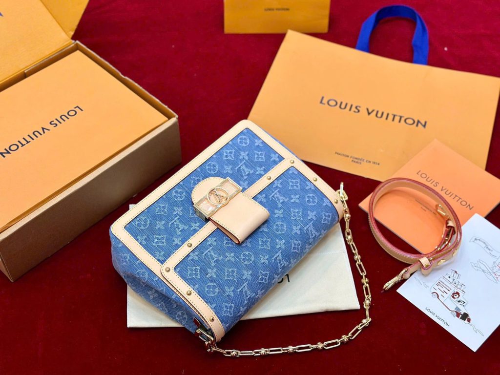 Túi Xách Louis Vuitton LV Dauphine Soft MM Replica 11 Chất Vải Denim Monogram 28x20x11cm (2)