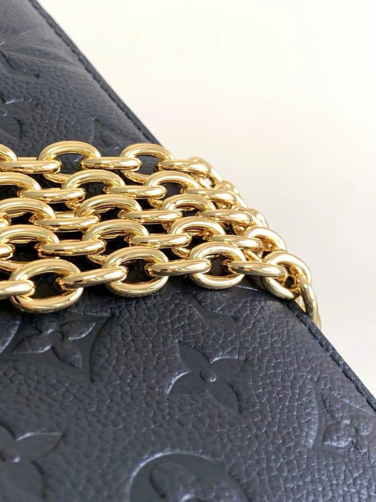 Túi Xách Louis Vuitton LV Wallet On Chain Siêu Cấp Màu Đen Hoạ Tiết Dập Chìm 22x15x5 (2)