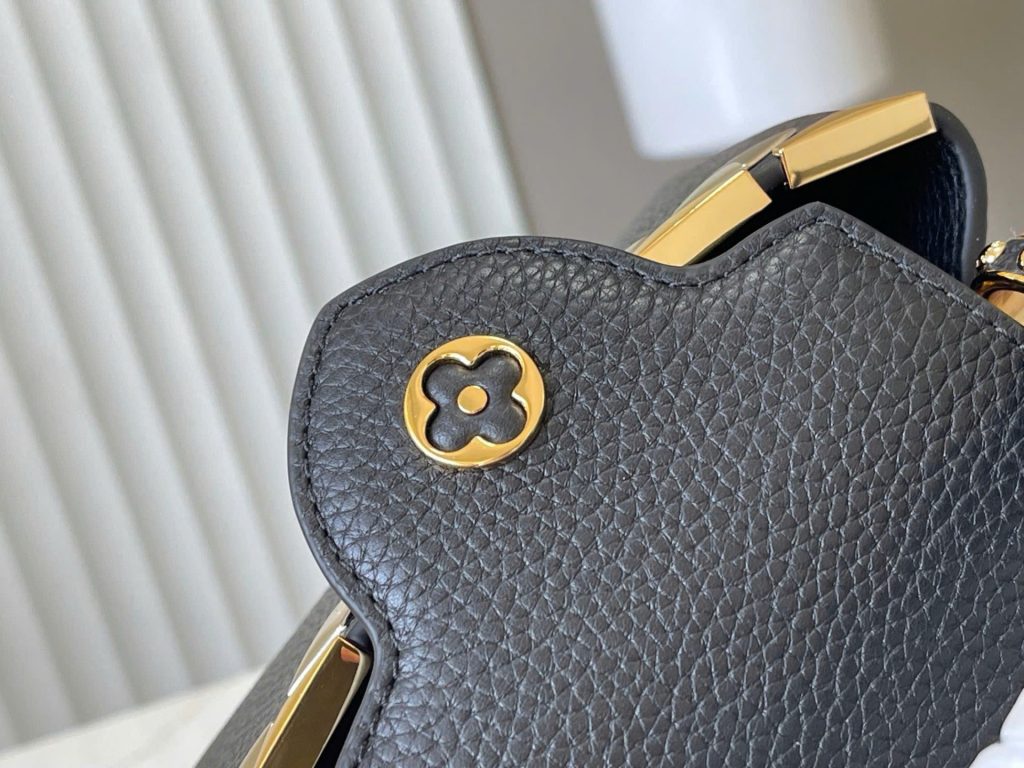 Túi Xách Louis Vuitton Like Auth LV Capusines Da Bò Màu Đen 21x14x8cm (2)