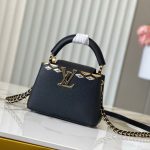 Túi Xách Louis Vuitton Like Auth LV Capusines Da Bò Màu Đen 21x14x8cm (2)