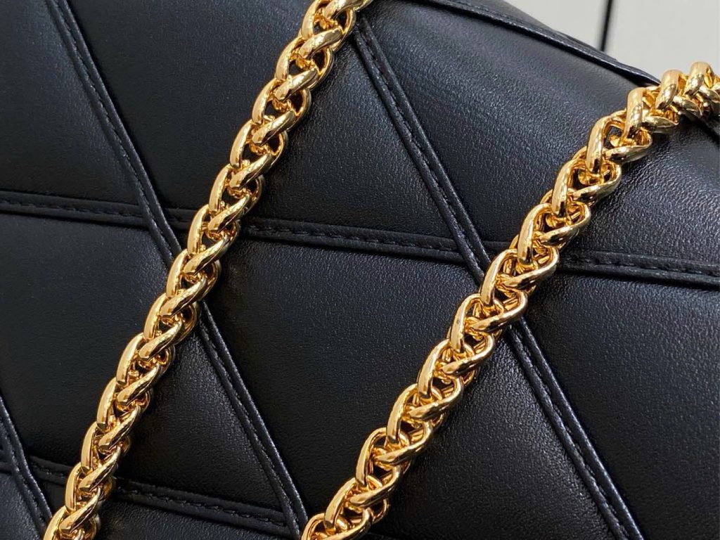 Túi Xách Louis Vuitton Like Auth LV Wallet On Chain Màu Đen Khoá Vàng 20x12cm (2)