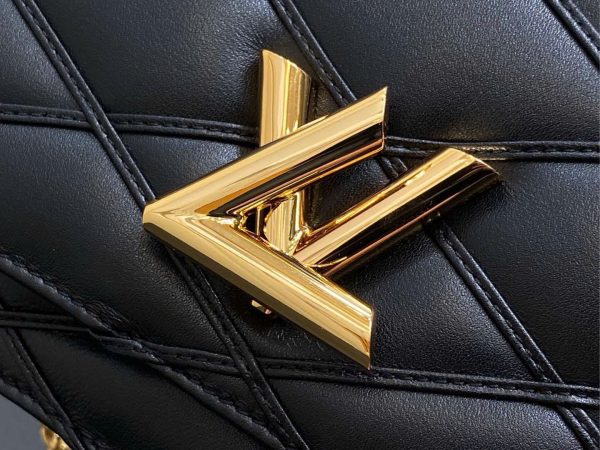 Túi Xách Louis Vuitton Like Auth LV Wallet On Chain Màu Đen Khoá Vàng 20x12cm (2)