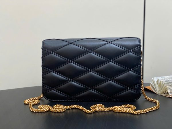 Túi Xách Louis Vuitton Like Auth LV Wallet On Chain Màu Đen Khoá Vàng 20x12cm (2)