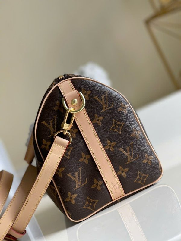 Túi Xách Louis Vuitton Siêu Cấp LV Speedy bandouliere Hoạ Tiết Monogram Màu Nâu 25cm (2)