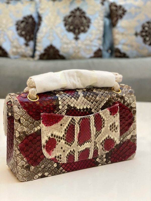 Túi Xách Nữ Chanel Classic Mãng Xà Siêu Cấp Khoá Vàng 25cm (2)