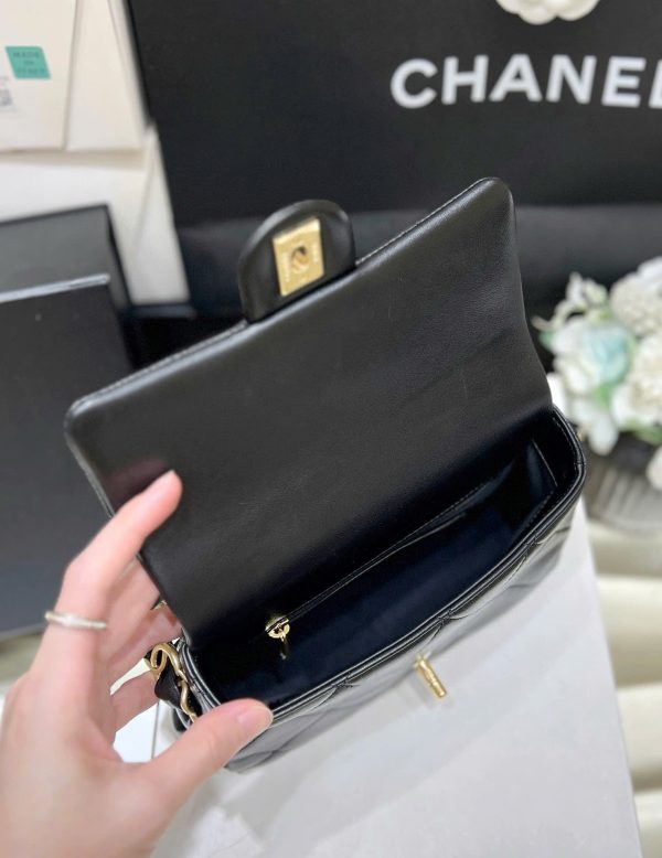 Túi Xách Nữ Chanel Flap 24K Siêu Cấp Màu Đen Khoá Vàng 21mm (2)