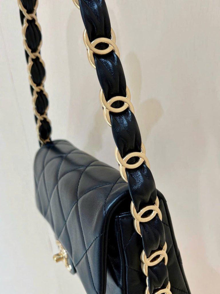 Túi Xách Nữ Chanel Flap 24K Siêu Cấp Màu Đen Khoá Vàng 21mm (2)