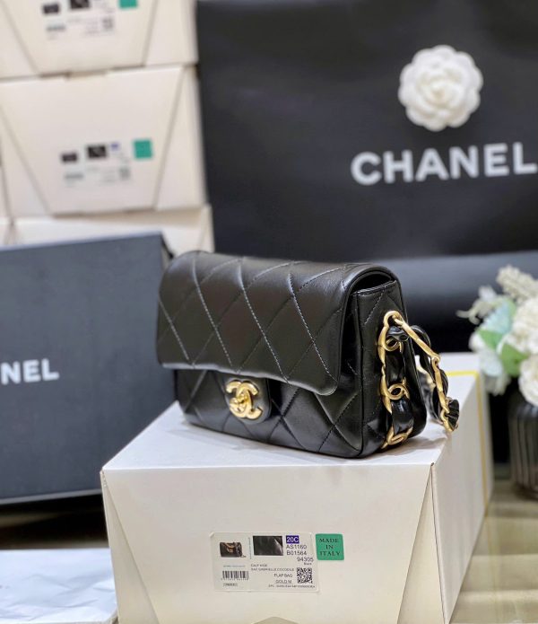 Túi Xách Nữ Chanel Flap 24K Siêu Cấp Màu Đen Khoá Vàng 21mm (2)
