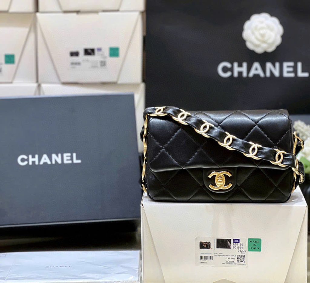 Túi Xách Nữ Chanel Flap 24K Siêu Cấp Màu Đen Khoá Vàng 21mm (2)