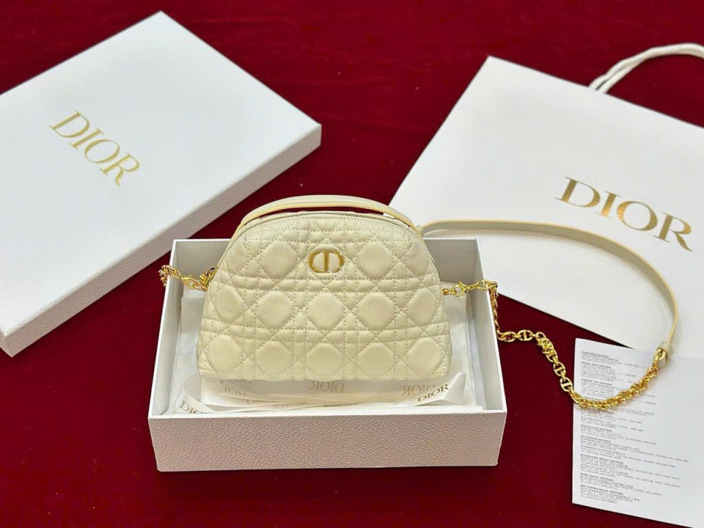 Túi Xách Nữ Dior D-Cosy Mini Siêu Cấp Màu Vàng Nhạt 21x12,5x8cm (2)